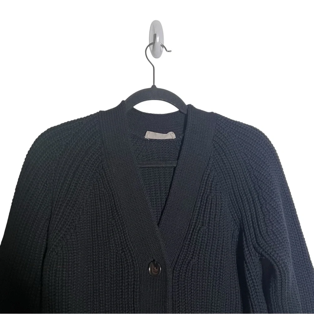 Everlane Black The Texture Cotton Chunky Rib Knit Cardigan Small - Picture 3 of 8